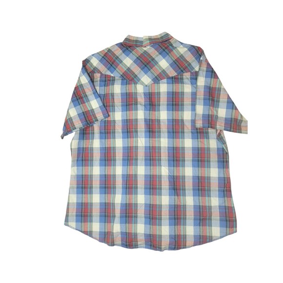 Wrangler Pearl Snap Shirt Mens XL Short Sleeve Plaid Western‎ - Picture 2 of 5